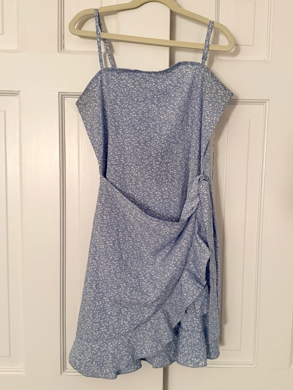 SHEIN Blue Floral Ruffle Hem Girls Sundress Wrap Style